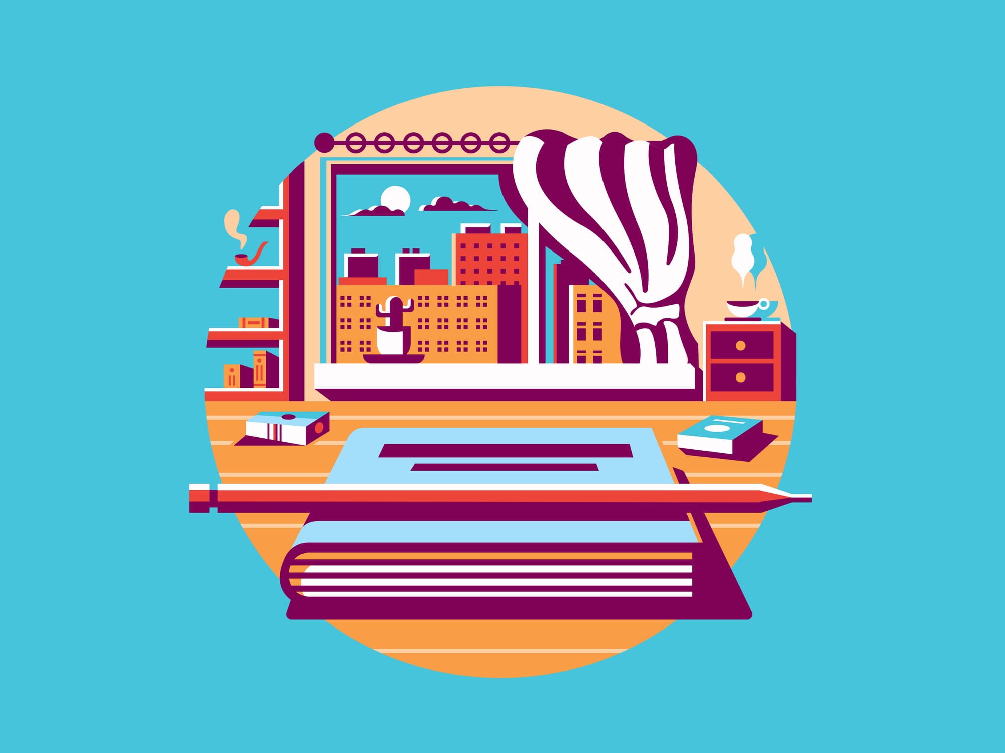 illustration of author’s notebook and pencil