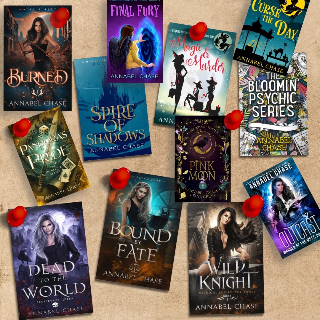 A graphic of various Annabel Chase covers