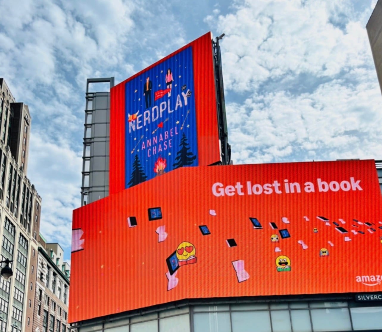 Times Square billboard featuring Annabel Chase’s “Nerdplay” cover