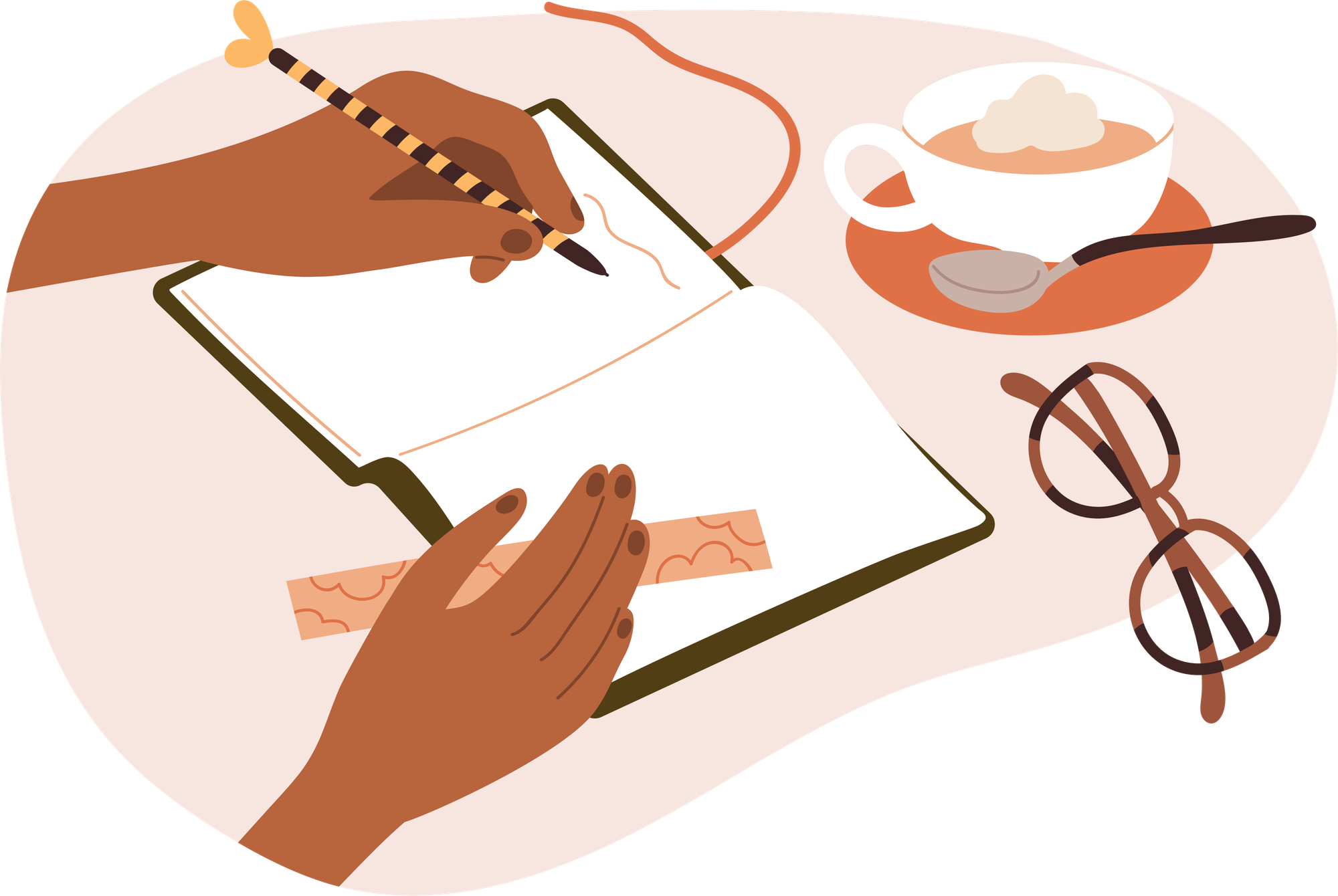 Illustration of someone writing in a journal