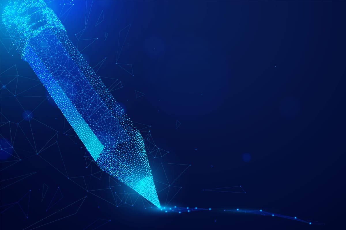 Illustration of pencil made with digital lines and dots