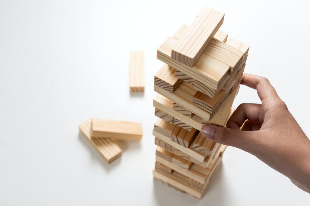Closeup wood blocks stack game
